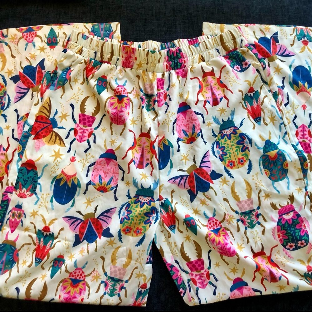 Boho Wide Leg Beetle Print Pants - Picture 5 of 5